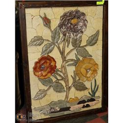 CUSTOM FLOWERS  MULTI-STONE ART, FRAMED