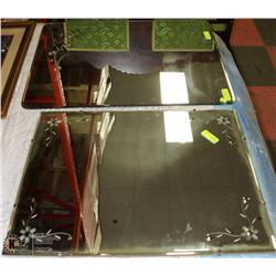 PAIR OF DECORATIVE ETCHED MIRRORS