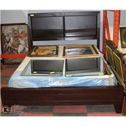 QUEEN SIZE WOOD BED FRAME WITH PORTABLE BOX SPRING