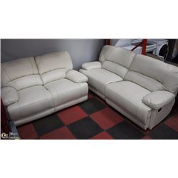 NEW WHITE LEATHERETTE RECLINING 85" SOFA WITH