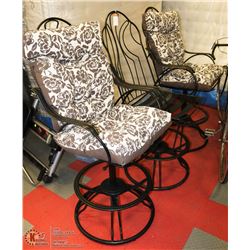 3 SWIVEL METAL GARDEN CHAIRS 52"H & 2 SEAT