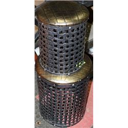 2 DECORATIVE SHOWHOME STACKING STOOLS 14" & 18"H