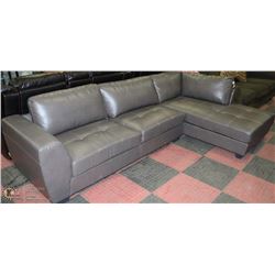 NEW GREY LEATHERETTE LARGE 'L' SHAPE CHAISE