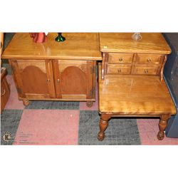 2 PIECE SOLID WOOD END TABLE SET