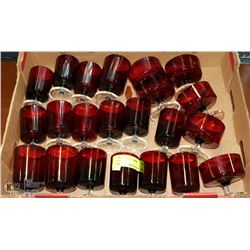 CRANBERRY GLASS SET