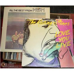 BOX OF APPROX 100 VINTAGE RECORDS INCL ROLLING