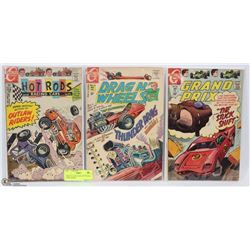 THREE OLD HOT ROD AND RACING COMIC BOOKS