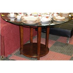 ESTATE WOOD BASE GLASS TOP TABLE