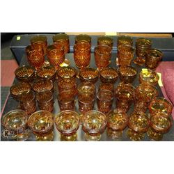 43PC AMBER GLASS DISH SET