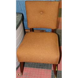 VINTAGE WOOD AND FABRIC SIDECHAIR