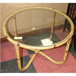 BAMBOO BASE GLASS TOP TABLE