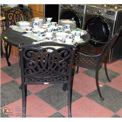 MALLIN CAST METAL PATIO TABLE W/3 CHAIRS