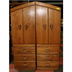2PC SOLID WOOD ARMOIRE