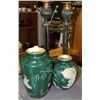 Image 1 : MATCHING 2 GREEN TONE VASES AND CANDLE HOLDERS