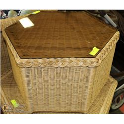 WICKER GLASS TOP TABLE