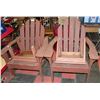 Image 1 : 2 WOOD GARDEN CHAIRS WITH FOOT RESTS