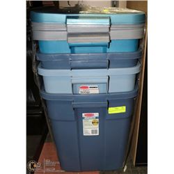 SET OF 4 RUBBERMAID ROUGHNECK STORAGE