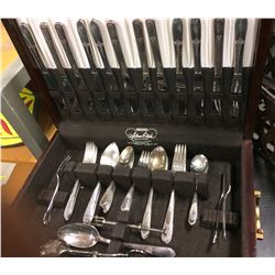 61 PC MIXED SILVERWARE IN SILVER CLOTH BRAND BOX