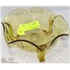 Image 1 : VASELINE GLASS FLOWER PATTERN FOOTED BOWL