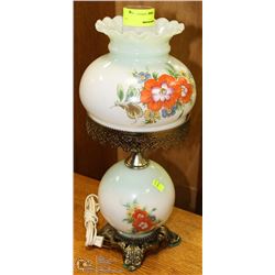 VINTAGE HANDPAINTED MILKGLASS LAMP