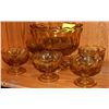 Image 1 : 6 PC AMBER GLASS FRUIT BOWL SET