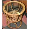 Image 1 : ROUND WICKER END TABLE WITH GLASS TOP