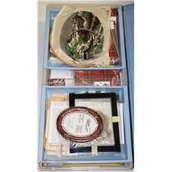 TOTE OF ASSORTED NEEDLECRAFT SUPPLIES