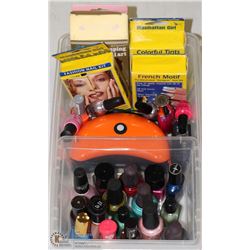 LOT OF NAIL POLISHES, SALLY HANSEN NAIL DRYER,