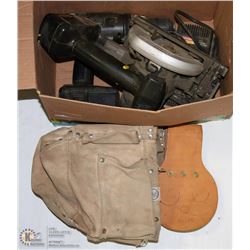 BOX W/ CRAFTSMAN SKIL SAW, DRIL 2 BATTERIES &