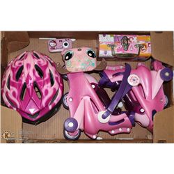 FLAT WITH GIRLS ROLLER BLADES, MUSICAL DOG & MORE