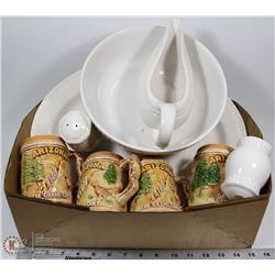 TABLETOP GALLERY ISABELLE BEAD DISHES W/ 4 STEINS