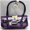 Image 1 : PURPLE SNAKE SKIN STYLE LARGE BUCKLE HAND BAG