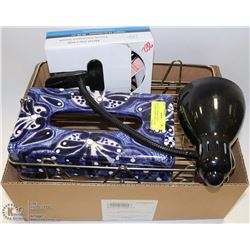 BOX WITH PAPER TRAYS, LAMP AND MORE