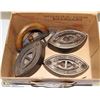 Image 1 : BOX OF ANTIQUE SAD IRONS