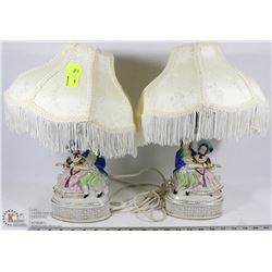 PAIR OF ESTATE PORCELAIN FIGURINE LAMPS