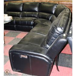 NEW BLACK LEATHERETTE ELECTRIC RECLINING SECTIONAL