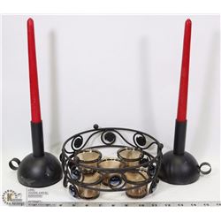 BLACK WROUGHT IRON CANDLE SET FROM IKEA