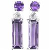 Image 1 : Natural Round & Baguette Amethyst Earrings