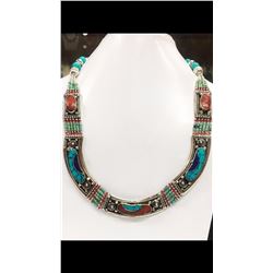 Tibet Hand Made Turquoise, Coral, Lapis Lazuli Necklace