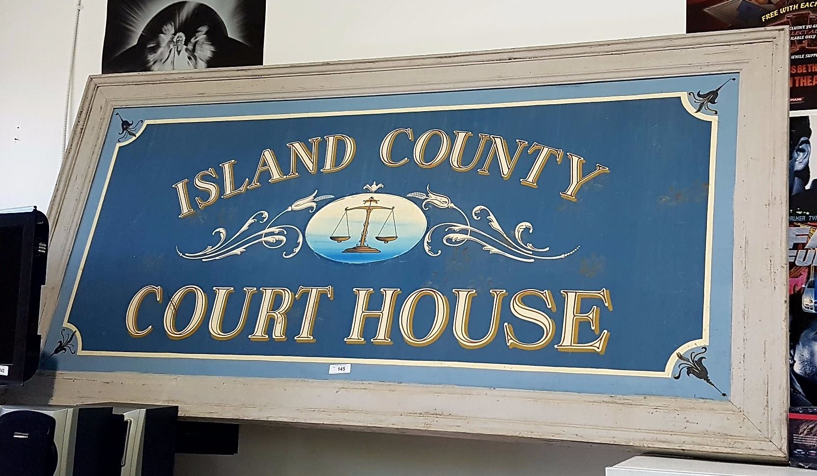 MOVIE PROP ISLAND COUNTY COURTHOUSE SIGN