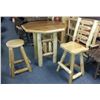Image 1 : Octagon Pub Style White Cedar Wood Table with 4 Stools
