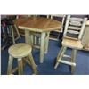 Image 2 : Octagon Pub Style White Cedar Wood Table with 4 Stools