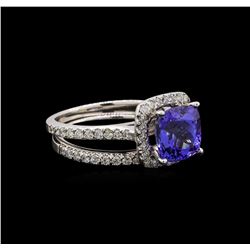 14KT White Gold 3.04 ctw Tanzanite and Diamond Wedding Ring Set