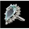 Image 1 : 9.17 ctw Aquamarine and Diamond Ring - 14KT White Gold