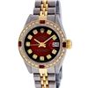 Image 2 : Rolex Ladies 2T Red Vignette Diamond And Ruby Datejust Wristwatch