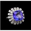 GIA Cert 11.86 ctw Tanzanite and Diamond Ring - 14KT White Gold