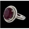 Image 1 : 6.60 ctw Ruby and Diamond Ring - 14KT White Gold