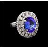 5.12 ctw Tanzanite and Diamond Ring - 14KT White Gold