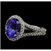 3.88 ctw Tanzanite and Diamond Ring - 14KT White Gold
