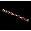 Image 2 : 9.15 ctw Ruby And Diamond Bracelet - 18KT Yellow Gold